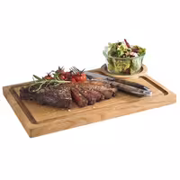 (6 pcs) Serving Board - OAK - 6-piece set - incl. ramekin recess - oak wood - 370x250mm