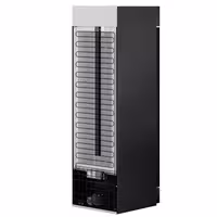 Commercial Beverage Display Fridge with Illuminated Canopy - 595mm - 345 Litres - with 1 hinged glass door - LED lighting - digital controller with temperature display - Black - Temperature range 2 to 10 °C