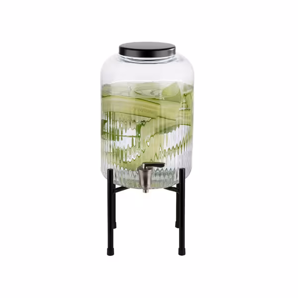 Musluklu Cam Şerbetlik - INDUSTRIAL - 2-parça set - Standlı cam kavanoz - 7L - dâhil: Çerçeve