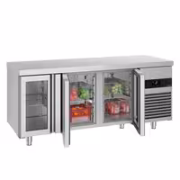 Commercial Counter Fridge PREMIUM - 1860x700mm - glass doors - with 3 doors - capacity 474 litres