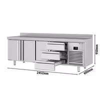 Aukstuma galds PREMIUM PLUS - 2452x600 mm - 510 l - ar 3 durvīm - ar 3 atvilktnēm - Ar apmali
