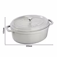 STAUB | Cocotte Oval Enamelled Cast Iron Casserole Dish – 290 mm Oval – White Truffle