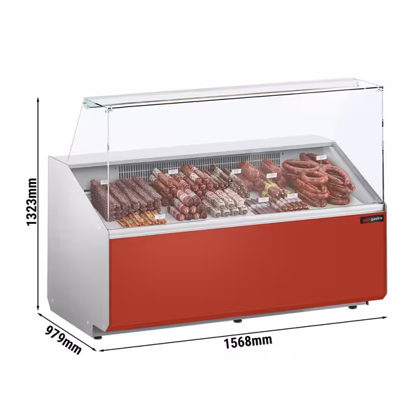 Serve Over Counter - 1568x979mm - capacity 324 litres - front panel red - with 2 doors - panoramic glass