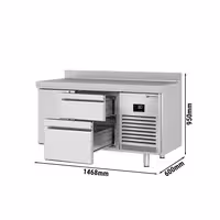 Rashladni pult PREMIUM PLUS - 1468x600 mm - 250 l - Ventilirano hlađenje - s 1 vrata - s 2 ladica - Podignuti rub
