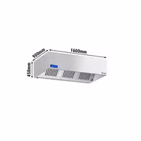 Commercial Wall-Mounted Extractor Hood with Motor – 1600mm – with Speed Controller, Baffle Filters & Lighting