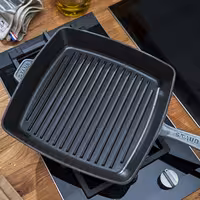 STAUB | Pure Grill Square Cast Iron Grill Pan – 30x30 cm - Graphite Grey - American Grill, Enamelled Interior