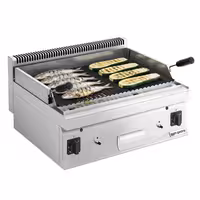 Plinski roštilj s lava kamenom - MARIO 600 - 10,6 kW - 0,6 x 0,6 m - nagibna rešetka - 2 rešetke - stolni - inox AISI 304