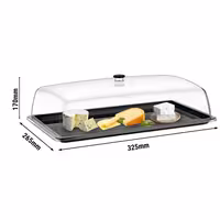 Tray with Dome Cover - DOME - GN 1/2 - Polycarbonate - 325x265mm - Height: 170mm - incl. GN 1/2 tray - with stackable design