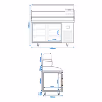 Pizzapult PREMIUM PLUS - 1490x700 mm - feltéthűtővel - 6x GN 1/4 - gránit munkalappal