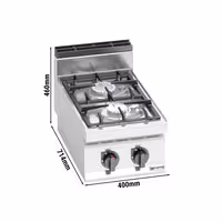 Fogão a gás de mesa - 9,5kW - 2 queimadores
