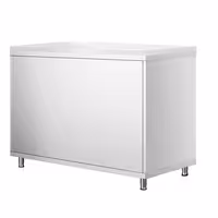 Arbetskåp i rostfritt stål PREMIUM - 1000x600 mm - med 2 skjutdörrar - inkl. skärbräda vit