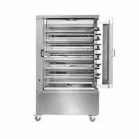 Commercial Gas Chicken Rotisserie Oven - - 37.2kW - with 11 Skewers for up to 66 chickens