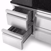 Commercial Counter Fridge PREMIUM – 1400 × 700 mm – with 4 Drawers – incl. Granite Worktop