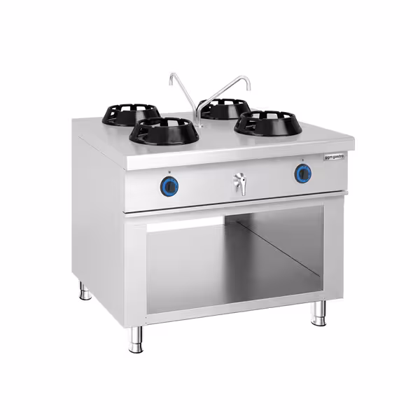 Plinski wok štednjak - otočna izvedba - 56,0 kW - 4 plamenika - uključuje 2 slavine