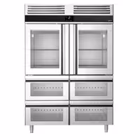 Szafa chłodnicza PREMIUM – stal nierdzewna – GN 2/1 – 1400 L – z 2 półdrzwiami szklanymi i 4 szufladami szklanymi
