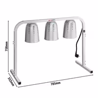 Infracrveni grijaći most s 3 grijaće lampe – 750 W – podesive visine – srebrni