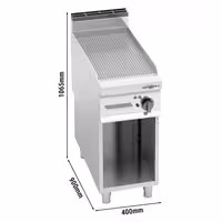 Plancha eléctrica Fry top - placa de acero rectificado - 5,7 kW - Ranurado - Superficie de cocción: 396x667mm - con base abierta