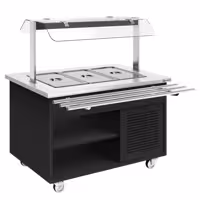 Carrello buffet freddo DANZIG - 1300mm - per 3x GN 1/1 - con scorrivassoio - Nero