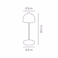 (4 adet) Şarj Edilebilir Masa Lambası - JOSEF MINI - 3 kademeli kısılabilir - Ø80x205mm - Champagner