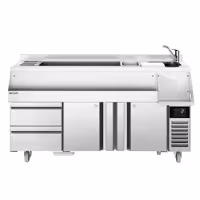 Stół chłodniczy barowy do koktajli i napojów – 1600 mm – 235 L – z 2 drzwiami, 2 szufladami i gniazdem 230 V