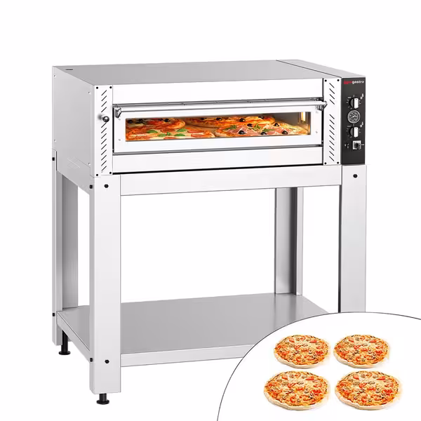 Electric Deck Pizza Oven - Single Deck - Refractory Stone Deck - 4 x Ø 34cm (13.4") - Mechanical Controls - up to 450°C - incl. Base frame
