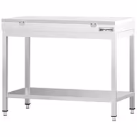 Tavolo da lavoro in acciaio inox PREMIUM - 800x600mm - con ripiano inferiore - con tagliere in polietilene Bianco