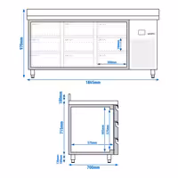 Commercial Counter Fridge PREMIUM - 1865x700mm - with 9 drawers - with upstand - capacity 474 litres