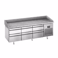 Table réfrigérée à pizza Premium PLUS - 1980 x 700 mm - avec 6 tiroirs
