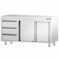 Arbetskåp i rostfritt stål PREMIUM - 1400x700 mm - med 2 skjutdörrar