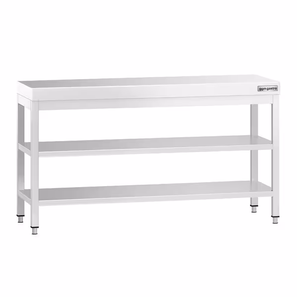 طاولة عمل ستانلس ستيل PREMIUM - 1600x600mm - مع رف سفلي & رف وسطي & تدعيم
