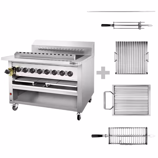 Commercial Gas Chargrill - for Adana & Shish Kebabs - 15 Auto-Rotating Skewers - 36.2kW - Freestanding - 1120mm - 790mm Deep - 8 Burners