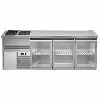 Direct Draw Beer Dispenser / Kegerator 3 Glass Doors PREMIUM – 1 sink left - 2500×700 mm - 3 drip trays