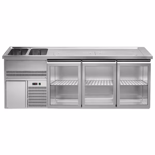 Šank s točionikom PREMIUM PLUS - 2500x700 mm - 3 Staklena vrata