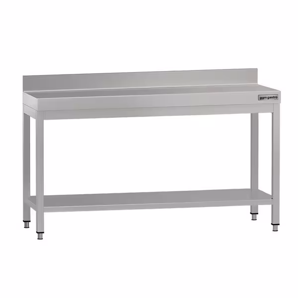 طاولة عمل ستانلس ستيل ECO - 1600x600mm - مع رف سفلي & حاجز خلفي