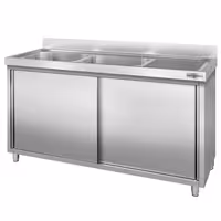 Sudoper s ormarićem PREMIUM - inox - 1800 x 600 mm - sa 2 korita - korita lijevo