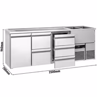 Direct Draw Beer Dispenser / Kegerator PREMIUM - 2500x700mm - 1 Solid Door & 5 Drawers