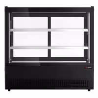 Countertop display fridge - 120L - 700mm - Double glazing - square - with 2 glass shelves - rear sliding glass doors - Black