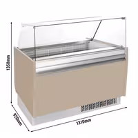 Ice Cream Display Freezer | LIAM - 1310mm - Static cooling - with LED lighting - for 10x 5 litres Napoli pans - Beige