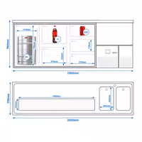 Pivski šank PREMIUM - 2500x700 mm - 1 Staklena vrata & 5 Staklene ladice