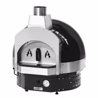 Wood-Fired Pizza Oven - Single Deck - 3 × Ø 30 cm - Black - up to 400°C - with Base frame