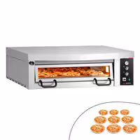 Electric Deck Pizza Oven Power - Single Deck - Refractory Stone Deck - 9 x Ø 34cm (13.4") - 230V 3 Phase - Mechanical Controls - incl. Hood