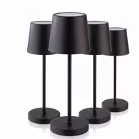 (4 pcs) LED Table Lamp - MERLE MINI - Rechargeable - Cordless - 3-step dimmable - Ø90mm - Black - with Charging Dock