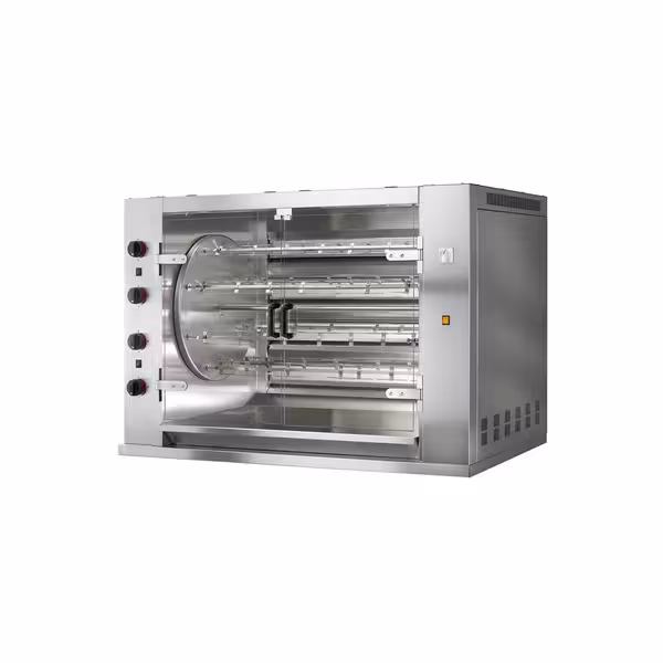 Commercial Gas Chicken Rotisserie Oven - 37.2kW - with 8 Skewers for up to 48 chickens