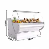 Chladicí/masný pult - 2000 mm - Bílý - Se světlem a osvětleným předním panelem