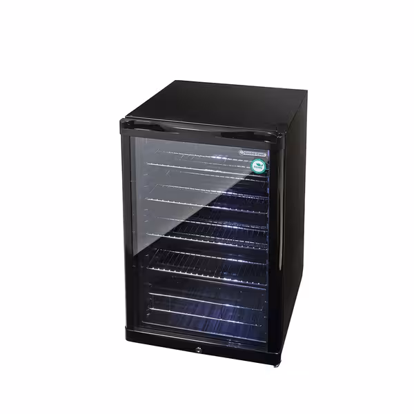 GASTRO-COOL | Barski hladnjak - 540 mm - 130 litara - Sa 1 staklenim krilnim vratima - Crna boja