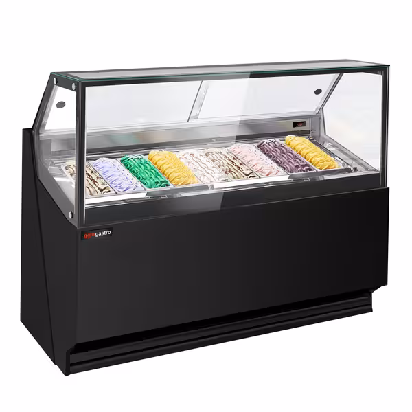 Ice Cream Display Freezer THEO – 1771 mm – Ventilated – for 9× 5 Litres Ice cream containers – Black