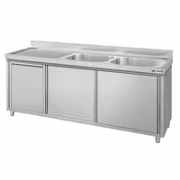 ECO umivaonik – 2000 x 600 mm – s košem za otpad i dvije zdjele s desne strane