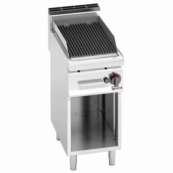 Barbacoa de gas de piedra volcánica - 6,9kW|400mm - De pie - Parrilla de hierro fundido - 714 fondo