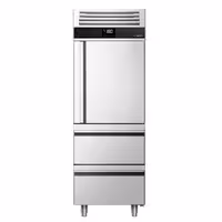 Szafa mroźnicza PREMIUM – stal nierdzewna – GN 2/1 – 700 L – z 1 półdrzwiami i 2 szufladami