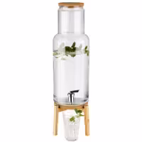 Musluklu Cam Şerbetlik - NORDIC WOOD - Standlı cam kavanoz - 7.5L